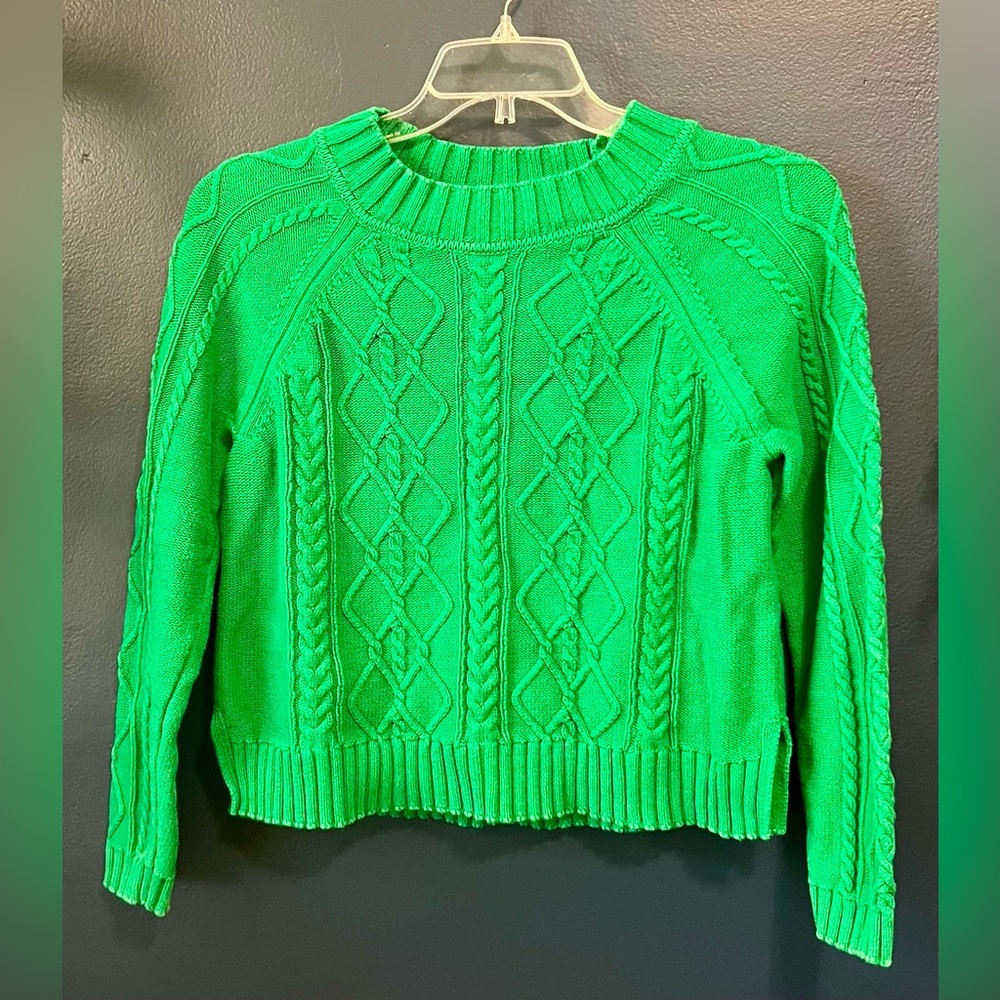 GAP Green Crew Neck Cable Knit Sweater